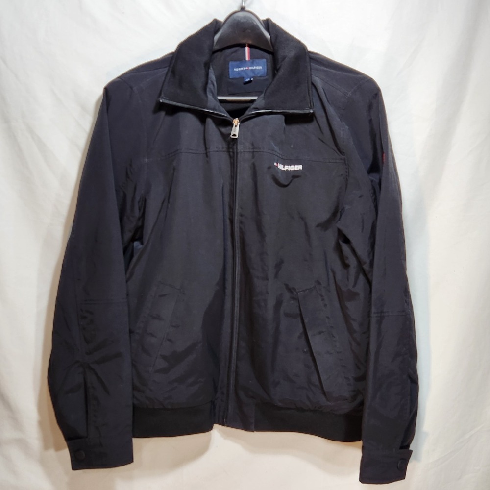 Tommy Hilfiger Mens Windbreaker Yacht Sailing Jacket Size Large Black‎